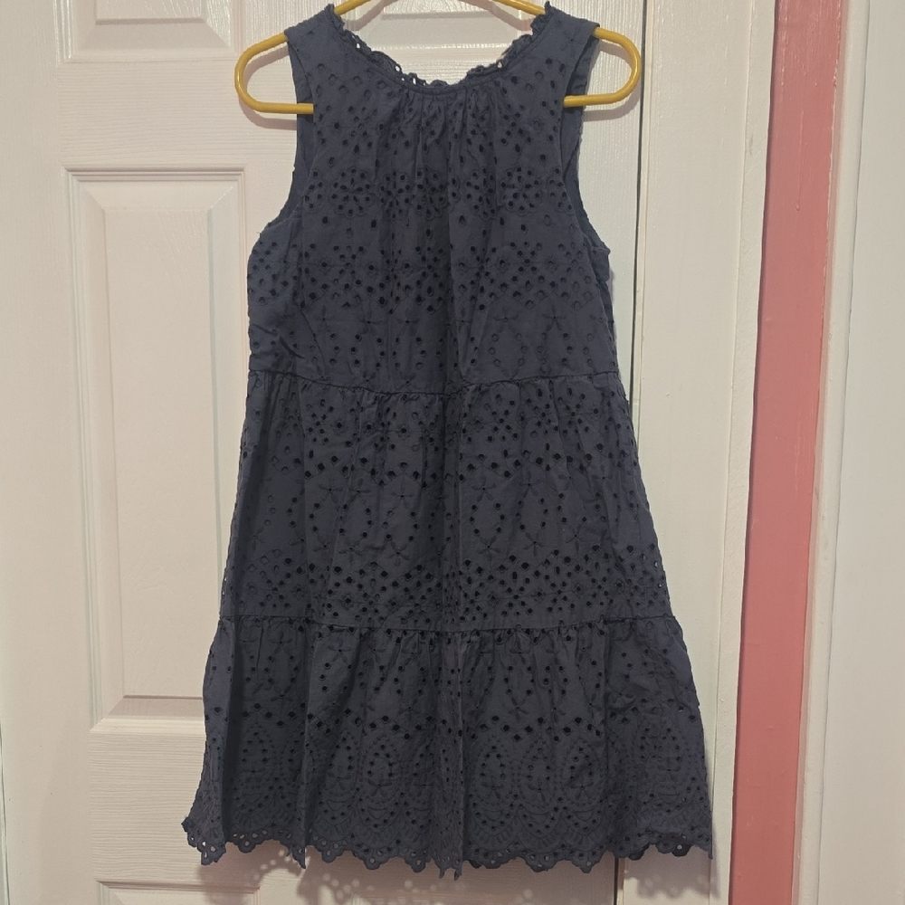 LOFT Womens Navy Eyelet Dress